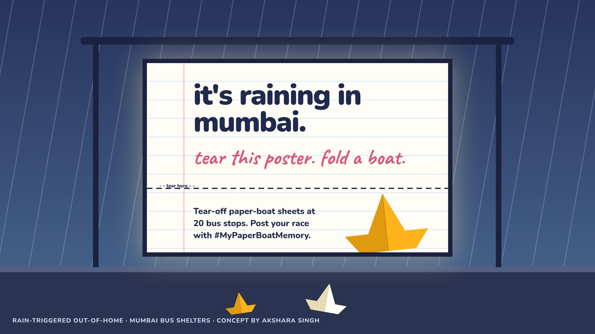 Out-of-home and strategy, Mumbai bus shelter, in the rain